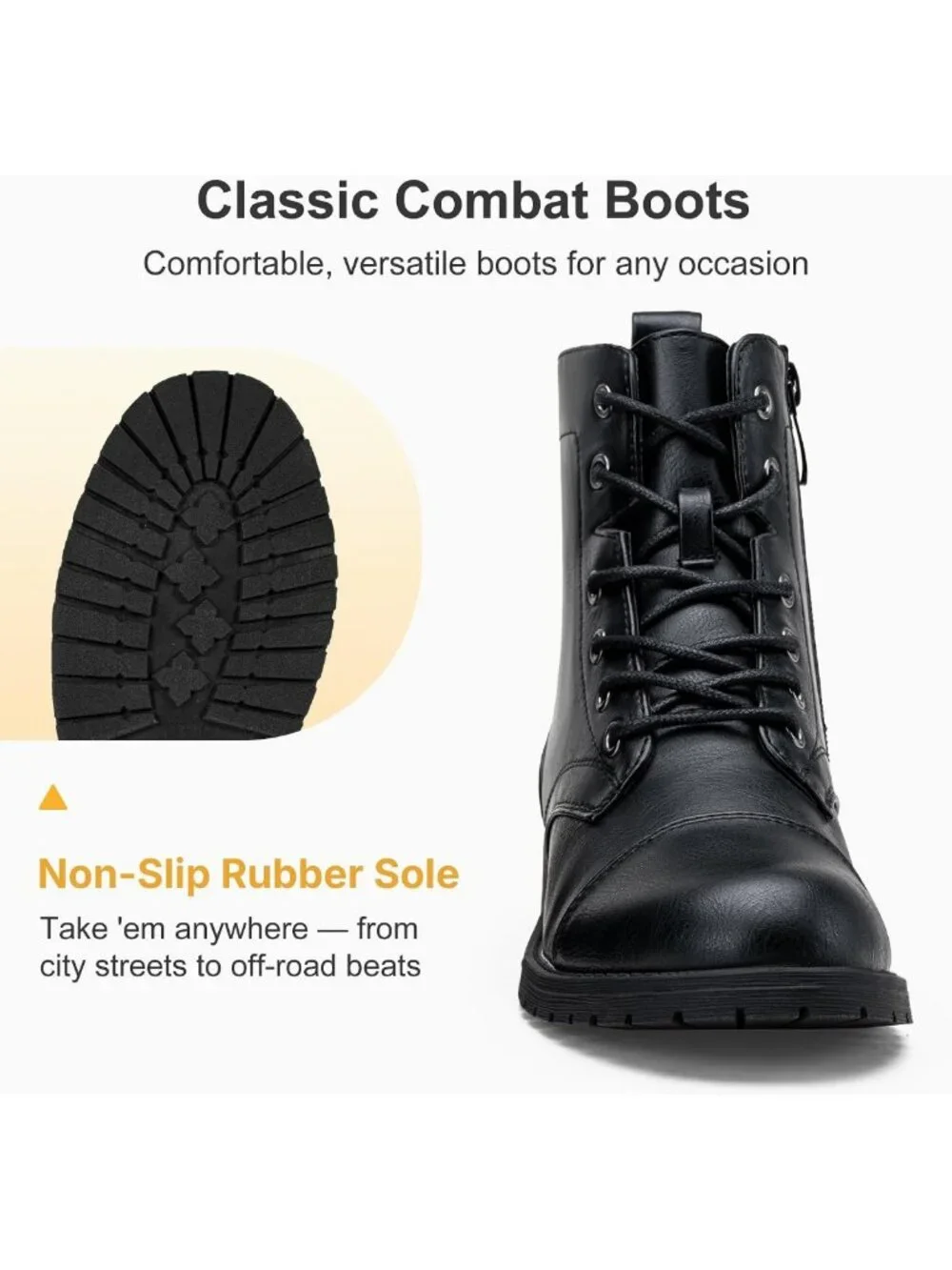 Stylish Women's Lace-Up Combat Ankle Boots with Cap Toe & Low Block Heel